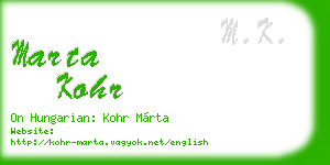 marta kohr business card